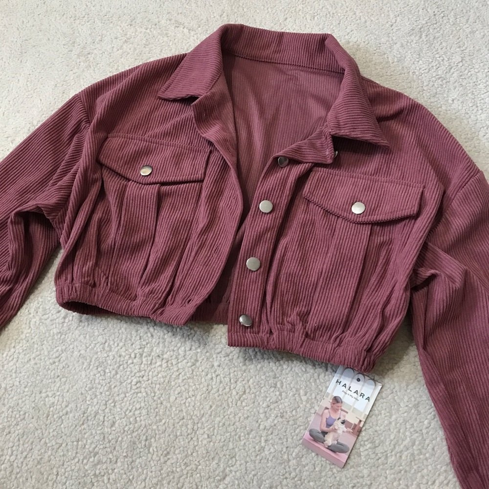 Halara Cropped Corduroy Jacket Deco Rose Pink Size M - Picture 5 of 13